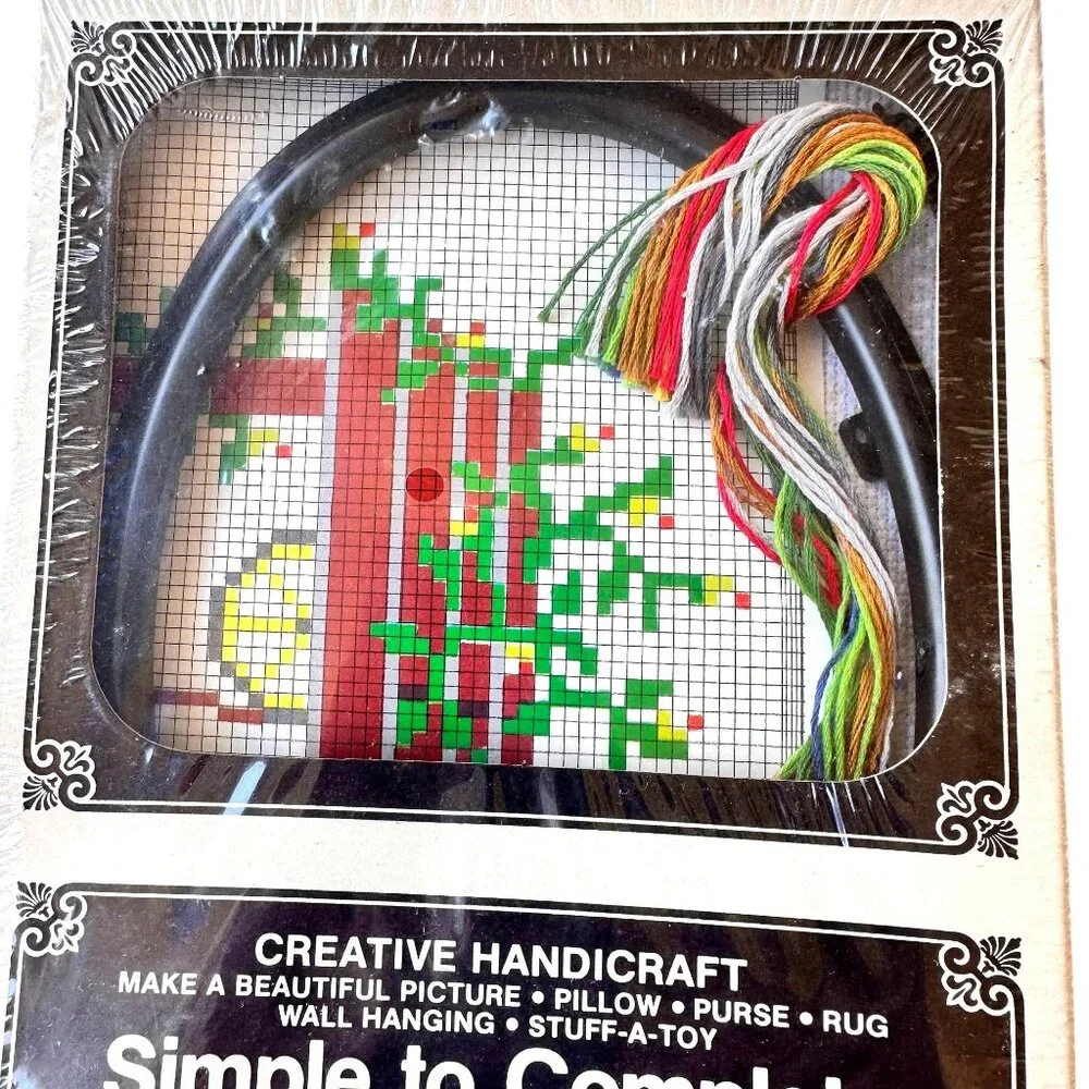American Family Crafts Counted Cross Stitch Kit 5706 Wishing Well 5 x 7  Frame